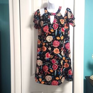 Women's Lily Star Dress Small Black Bright Foral